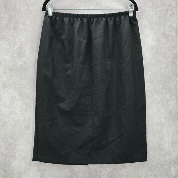 Black Pull On Knee Length Elastic Office Corporate Church Classic Skirt Size 14 - Picture 1 of 6